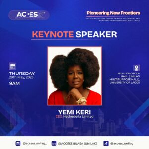 Keynote Speaker at NUASA, UNILAG Chapter's ACCESS 5.0, Ms. Yemi Keri