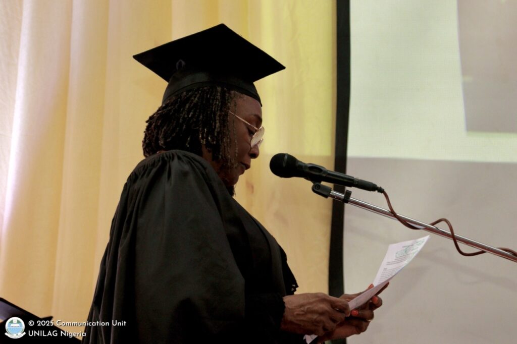 Professor Folasade T. Ogunsola, OON, FAS, delivering the closing address at the 20th Inaugural Lecture in the 2024/2025 academic session of the University of Lagos